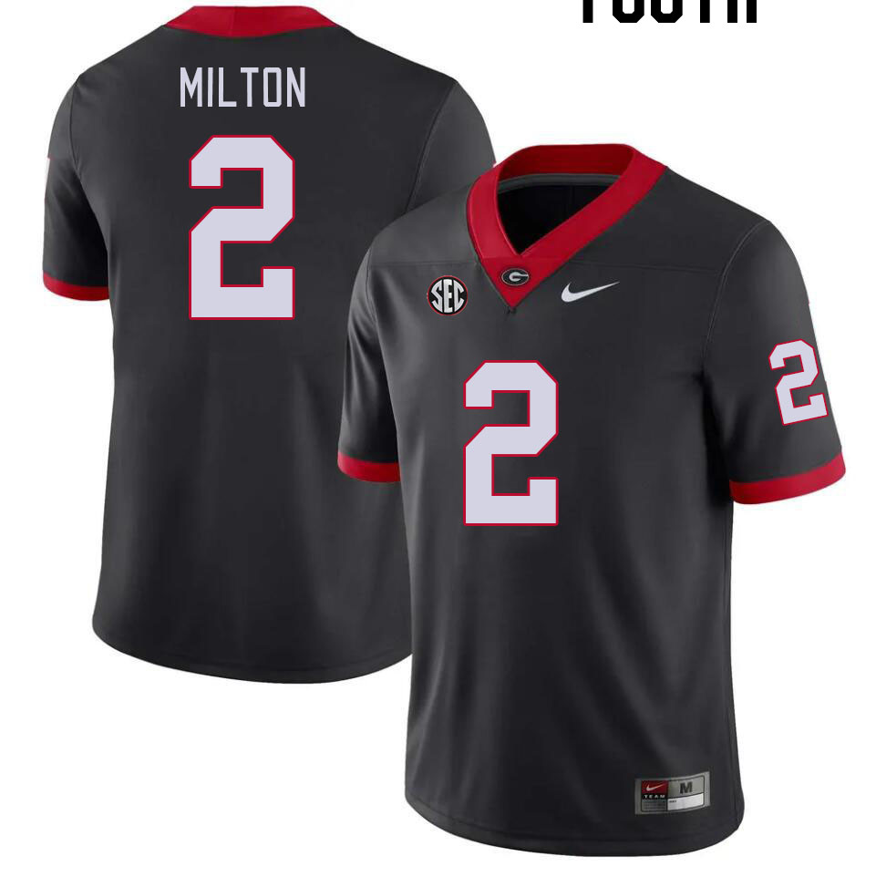Youth #2 Kendall Milton Georgia Bulldogs College Football Jerseys Stitched-Black - Click Image to Close